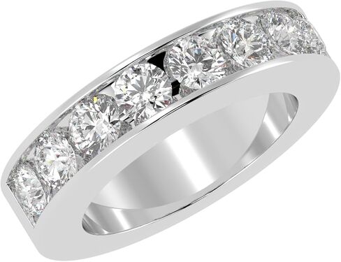 مجموعة قنوات هيوستن دايموند ديستريكت الدائرية LAB GROWN Diamond للسيدات في منتصف الطريق وشبه الخلود لذكرى الزفاف والذكرى السنوية القابلة للتكديس (E-F Color VS2-SI1 Clarity) in Kuwait