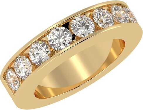 مجموعة قنوات هيوستن دايموند ديستريكت الدائرية LAB GROWN Diamond للسيدات في منتصف الطريق وشبه الخلود لذكرى الزفاف والذكرى السنوية القابلة للتكديس (E-F Color VS2-SI1 Clarity) in Kuwait