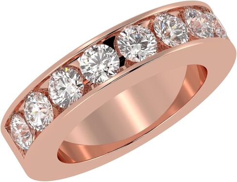 مجموعة قنوات هيوستن دايموند ديستريكت الدائرية LAB GROWN Diamond للسيدات في منتصف الطريق وشبه الخلود لذكرى الزفاف والذكرى السنوية القابلة للتكديس (E-F Color VS2-SI1 Clarity) in Kuwait