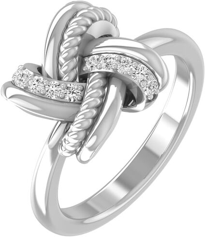 1/8 Carat Lab Grown Diamond Love Knot Ring | 10K, 14K in White, Yellow Gold or Sterling Silver Anniversary Wedding Band Ring | D-F Color and VS1 clarity in Saudi Arabia