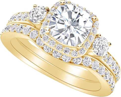 وسادة من 1 إلى 6 قيراط من الذهب الأبيض عيار 14 قيراط والماس LAB GROWN ومجموعة زفاف من الألماس (مركز 1 قيراط، جودة الإرث AAAA) in Kuwait