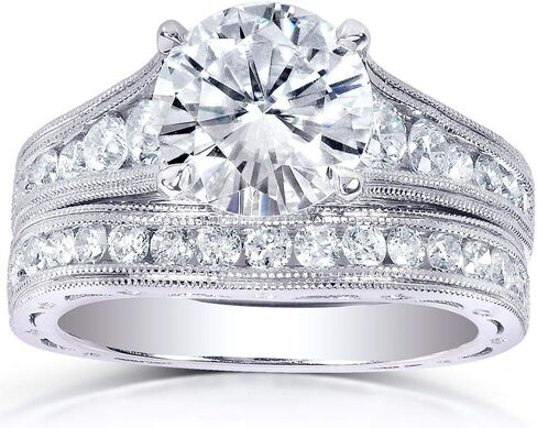 Kobelli Moissanite & Channel Bridal Ring Set 14k White Gold in Saudi Arabia