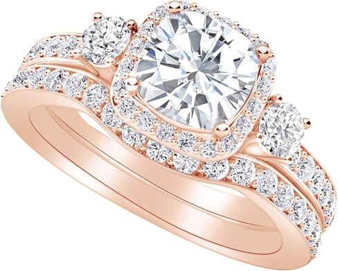 وسادة من 1 إلى 6 قيراط من الذهب الأبيض عيار 14 قيراط والماس LAB GROWN ومجموعة زفاف من الألماس (مركز 1 قيراط، جودة الإرث AAAA) in Kuwait