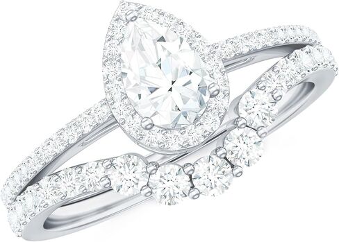 Certified Lab Grown Diamond Teardrop Bridal Ring Set, Ef-Vs Quality, Diamond Engagement Ring With Band - Gift For Her in Saudi Arabia