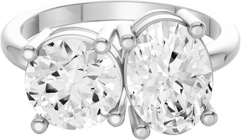 2 Carat - 4 Carat Round and Multi-Shape Lab Grown Diamond Two Stone Engagement Ring | 14k Yellow Gold Ring Size 7 | E-F Color and VS1 Clarity in Saudi Arabia