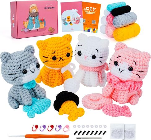 Crochet Kit for Beginners, Axolotls Cat Crochet Kit for Adults Beginner in Saudi Arabia