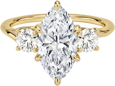 1.5 CT Three Stone Lab Grown Diamond Ring for Women | Solitaire Engagement Rings Wedding Band for Her (E-F, VVS1/VVS2, 10K/14K/18K Solid Gold, 4-12) in Kuwait