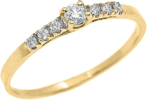Dainty 14k Yellow Gold Diamond Solitaire Engagement Proposal Promise Ring in Saudi Arabia