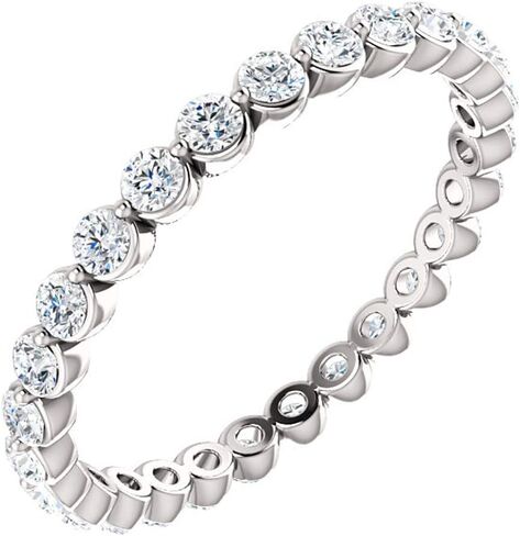 Pompeii 3/4 Ct Diamond Single Prong Eternity Ring Wedding Stackable Band White Gold in Saudi Arabia