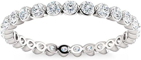 Pompeii 3/4 Ct Diamond Single Prong Eternity Ring Wedding Stackable Band White Gold in Saudi Arabia