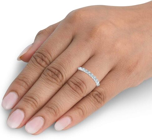 Pompeii 3/4 Ct Diamond Single Prong Eternity Ring Wedding Stackable Band White Gold in Saudi Arabia