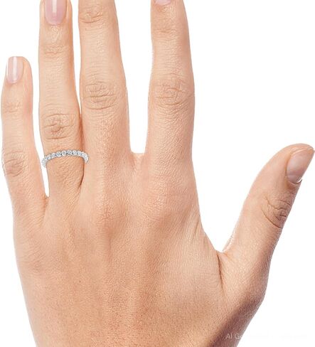 Pompeii 3/4 Ct Diamond Single Prong Eternity Ring Wedding Stackable Band White Gold in Saudi Arabia