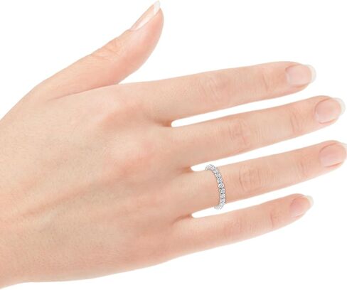 Pompeii 3/4 Ct Diamond Single Prong Eternity Ring Wedding Stackable Band White Gold in Saudi Arabia