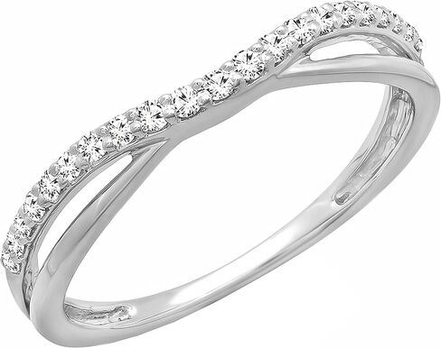 Dazzlingrock Collection 0.25 Carat (ctw) Round Lab Grown White Diamond Ladies Wedding Guard Contour Band 1/4 CT | 925 Sterling Silver in Saudi Arabia