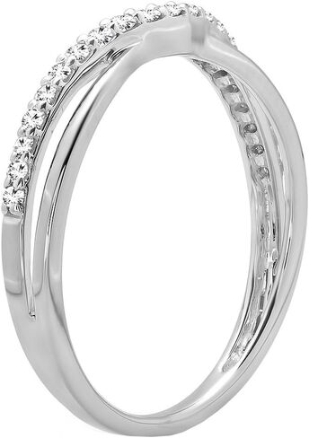 Dazzlingrock Collection 0.25 Carat (ctw) Round Lab Grown White Diamond Ladies Wedding Guard Contour Band 1/4 CT | 925 Sterling Silver in Saudi Arabia