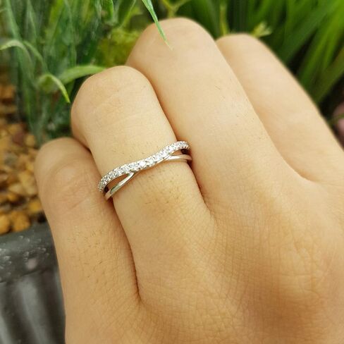 Dazzlingrock Collection 0.25 Carat (ctw) Round Lab Grown White Diamond Ladies Wedding Guard Contour Band 1/4 CT | 925 Sterling Silver in Saudi Arabia