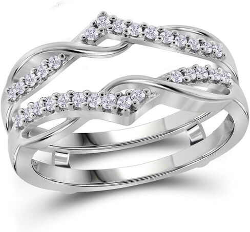Jewels By Lux 10K White Gold Womens Round Diamond Solitaire Enhancer Wedding Band 1/4 Cttw, Womens Size: 5-9 in Saudi Arabia
