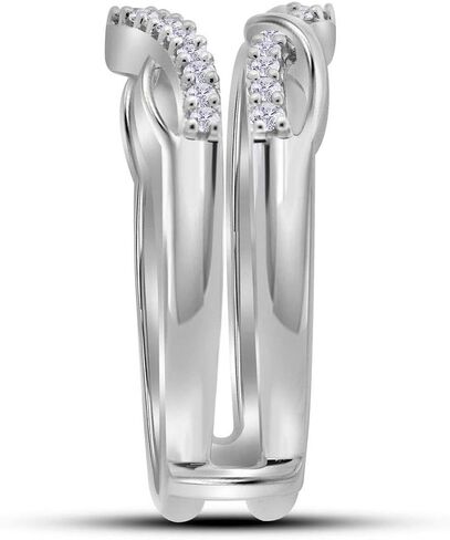 Jewels By Lux 10K White Gold Womens Round Diamond Solitaire Enhancer Wedding Band 1/4 Cttw, Womens Size: 5-9 in Saudi Arabia