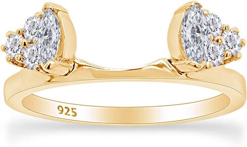 AFFY 0.86 Carat Marquise & Round White Cubic Zirconia Enhancer Guard 14K Gold Over Sterling Silver in Saudi Arabia