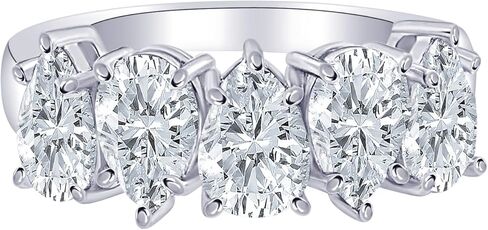 1-5 قيراط (ctw) ذهب أبيض عيار 14 قيراط مستدير من الماس للسيدات من LAB GROWN Diamond للسيدات 5 أحجار لذكرى الزفاف مجموعة فاخرة (D-E Color VS1-VS2 Clarity) in Kuwait