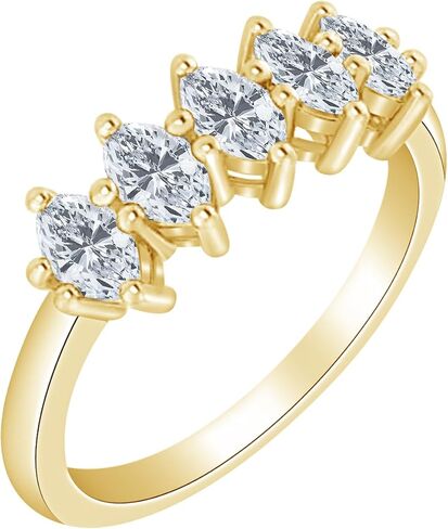 1-5 قيراط (ctw) ذهب أبيض عيار 14 قيراط مستدير من الماس للسيدات من LAB GROWN Diamond للسيدات 5 أحجار لذكرى الزفاف مجموعة فاخرة (D-E Color VS1-VS2 Clarity) in Kuwait