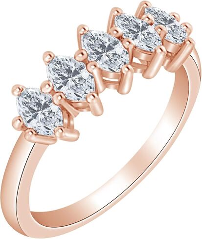 1-5 قيراط (ctw) ذهب أبيض عيار 14 قيراط مستدير من الماس للسيدات من LAB GROWN Diamond للسيدات 5 أحجار لذكرى الزفاف مجموعة فاخرة (D-E Color VS1-VS2 Clarity) in Kuwait