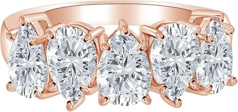 1-5 قيراط (ctw) ذهب أبيض عيار 14 قيراط مستدير من الماس للسيدات من LAB GROWN Diamond للسيدات 5 أحجار لذكرى الزفاف مجموعة فاخرة (D-E Color VS1-VS2 Clarity) in Kuwait