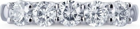 Kobelli Five Stone 4/5 Carat TGW Round Brilliant Near Colorless Moissanite (GH) Bridal Wedding Band in 14k White Gold - Size 7 in Saudi Arabia