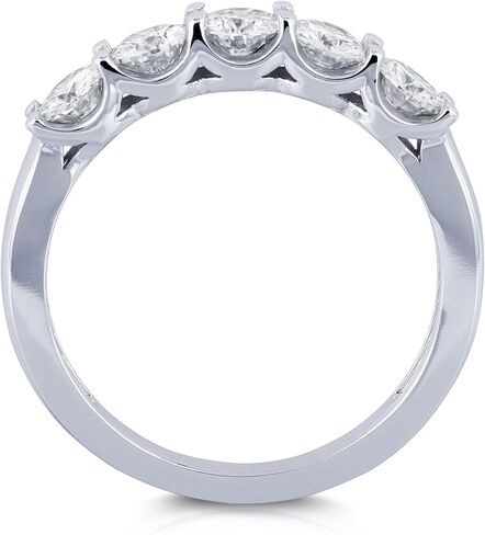 Kobelli Five Stone 4/5 Carat TGW Round Brilliant Near Colorless Moissanite (GH) Bridal Wedding Band in 14k White Gold - Size 7 in Saudi Arabia
