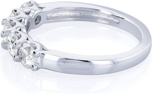 Kobelli Five Stone 4/5 Carat TGW Round Brilliant Near Colorless Moissanite (GH) Bridal Wedding Band in 14k White Gold - Size 7 in Saudi Arabia