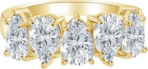 1-5 قيراط (ctw) ذهب أبيض عيار 14 قيراط مستدير من الماس للسيدات من LAB GROWN Diamond للسيدات 5 أحجار لذكرى الزفاف مجموعة فاخرة (D-E Color VS1-VS2 Clarity) in Kuwait