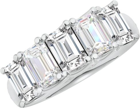 هيوستن دايموند ديستريكت 1 إلى 6 قيراط LAB GROWN Emerald Cut 5 Stone Ring Diamond مجموعة قيمة خاتم الزفاف (E-F Color VS1-VS2 Clarity) in Kuwait