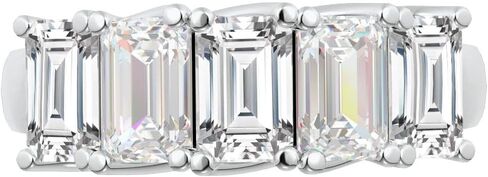 هيوستن دايموند ديستريكت 1 إلى 6 قيراط LAB GROWN Emerald Cut 5 Stone Ring Diamond مجموعة قيمة خاتم الزفاف (E-F Color VS1-VS2 Clarity) in Kuwait