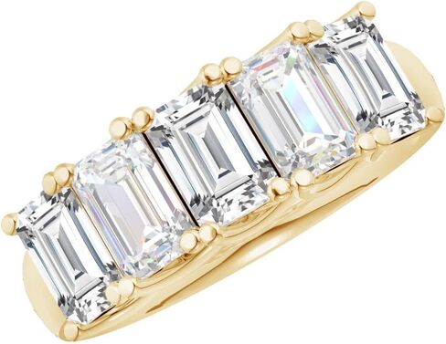هيوستن دايموند ديستريكت 1 إلى 6 قيراط LAB GROWN Emerald Cut 5 Stone Ring Diamond مجموعة قيمة خاتم الزفاف (E-F Color VS1-VS2 Clarity) in Kuwait