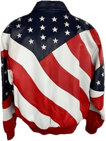 Mens USA Independence Day Michael Wheremi Hoban American Flag Motorcycle Biker Leather Jacket Men in Kuwait