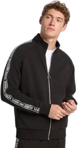 Michael Kors mens Logo Tape Cotton Blend Zip-up Hoodie in Saudi Arabia