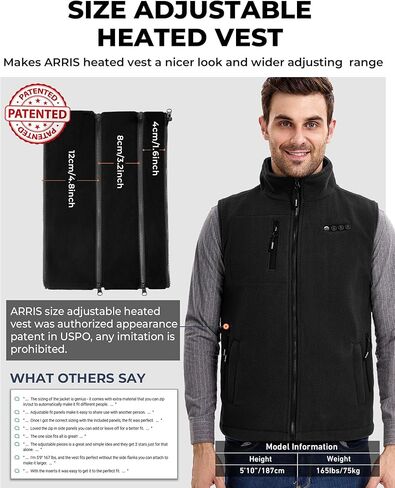 ARRIS Fleece Heated Vest for Men with Battery Pack Included, Size Adjustable 8 Heating Zones for Hunting in Saudi Arabia