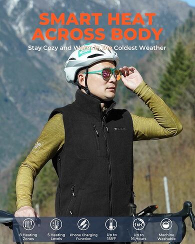 ARRIS Fleece Heated Vest for Men with Battery Pack Included, Size Adjustable 8 Heating Zones for Hunting in Saudi Arabia