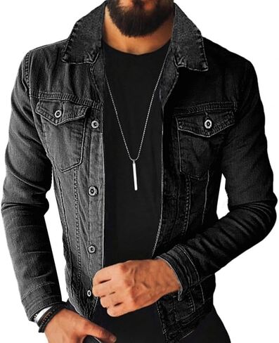 Men's Casual Classic Winter Denim Jacket in Saudi Arabia
