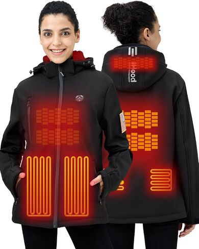 سترة نسائية من iHood مع حزمة بطارية مقاومة للماء للشتاء في الهواء الطلق، سترة تدفئة للنساء in Kuwait