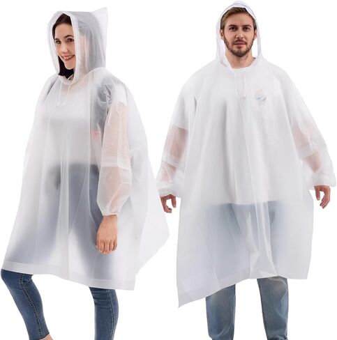 DZTSMART Rain Ponchos with sleeves for Adults, with hood,2 Packs,Waterproof women raincoat,Reusable theme park outfits in Saudi Arabia