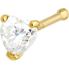 Jewelry Avalanche 22G Solid 14K Yellow Gold 0.10 ctw Moissanite Heart Nose Bone Nose Stud - Ball-end Nose Ring Stud - April Birthstone Nose Stud NBYG-HRT in Saudi Arabia
