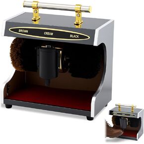Lounsweer Automatic Electric Shoe Polisher Plug-in Shoe Buffer with Polish Box Dust Removal and Polishing Clean Kit Double Combination Brush for Home Hotel Bank Shopping Mall Entrance in Saudi Arabia