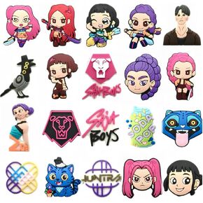 20 Pcs K-Pop Themed Shoe Charms for Clog Sandals Holes Slippers Lightweight Casual Slides Party Favors Gifts for Teens & Women in Saudi Arabia