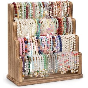 Emfogo Bracelet Holder, 4 Tier Bracelet Organizer Storage for Bracelets Bangles Watch Scrunchies, Rustic Wood Jewelry Organizer Display for Home, Vendors, Craft Shows and Store(Rustic Brown) in Kuwait