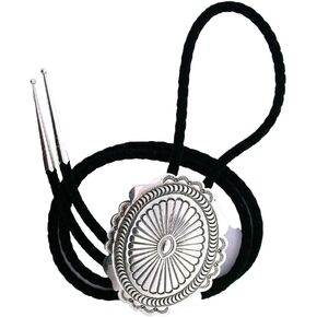 Generic 2 1/3 x 2 Inch Navajo Southwest Sterling Silver Bolo Tie And Tip EBS9416/32824, Standard in Saudi Arabia