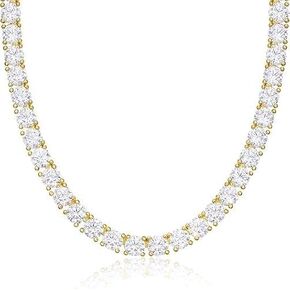 قلادة التنس Pretty Jewels 08، 16 قيراط، لمسة نهائية من الذهب الأصفر عيار 14 قيراط، مطلية بالفضة، ألماس مختبر، قطع دائري، نمط قلادة، للنساء والرجال in Kuwait