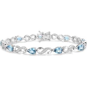 FANCIME Infinity Embrace Birthstone Tennis Bracelet for Women Infinity Design Sterling Silver Pear Shape Gemstone Jewelry Anniversary Birthday Mothers Day Gifts for Women Her Mom Wife in Saudi Arabia