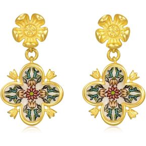 CHOW SANG SANG 999 24K Gold British V&A Museum-Inspired Elegance Gold Drop Earrings for Women 94303E in Kuwait