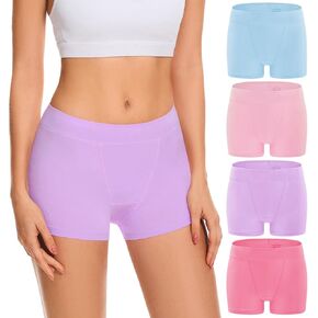 Migbean Boy Shorts Underwear for Women Cotton Panties Mid Waisted Boxer Briefs Breathable Underwear Multipack 4 Pack in Saudi Arabia